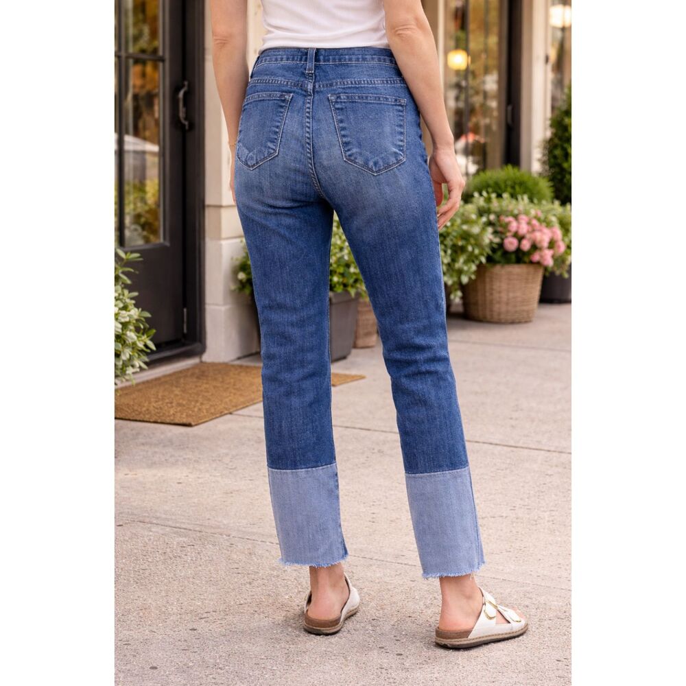 Judy Blue Style 8389 Skinny Jeans – Size 5/27, Frayed Raw Hem with Patchwork